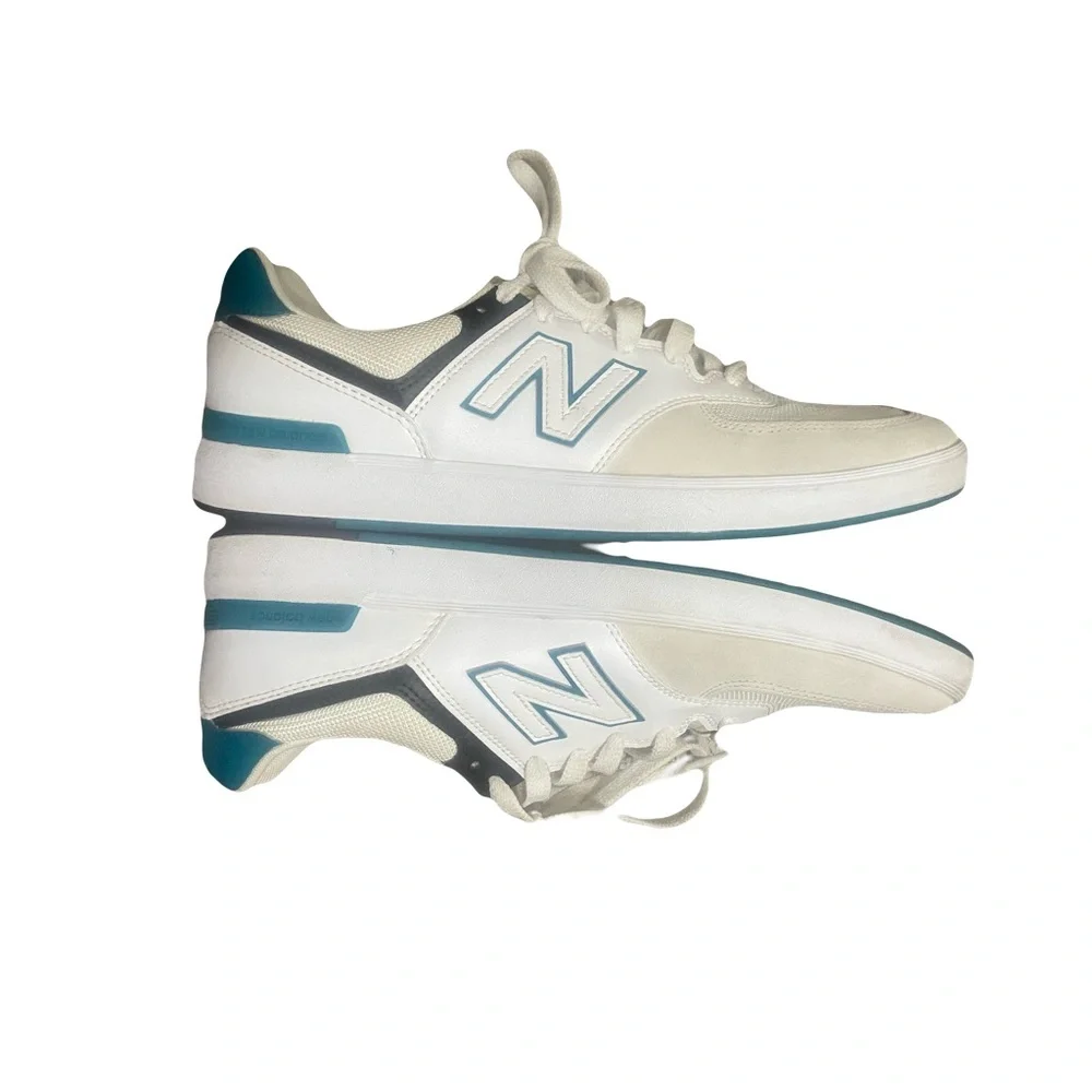 New Balance White and Teal Athletic Shoes